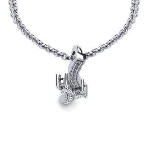 1/3 Carat Two Stone Two Diamond Swirl Necklace In 14K White Gold