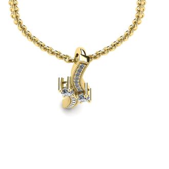 1/3 Carat Two Stone Two Diamond Swirl Necklace In 14K Yellow Gold