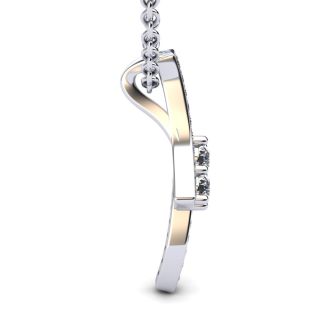 1/3 Carat Two Stone Two Diamond Pendant Necklace In 14K White Gold