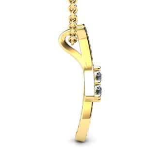 1/3 Carat Two Stone Two Diamond Pendant Necklace In 14K Yellow Gold