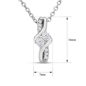 1/4 Carat Two Stone Two Diamond Knot Necklace In 14K White Gold
