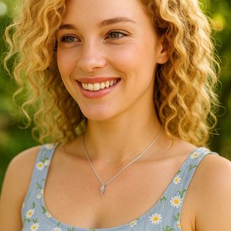 1/4 Carat Two Stone Two Diamond Knot Necklace In 14K White Gold