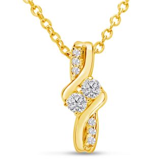 1/4 Carat Two Stone Two Diamond Knot Necklace In 14K Yellow Gold