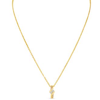 1/4 Carat Two Stone Two Diamond Knot Necklace In 14K Yellow Gold
