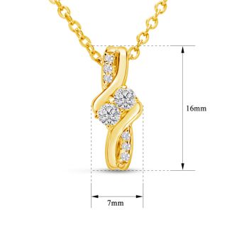 1/4 Carat Two Stone Two Diamond Knot Necklace In 14K Yellow Gold