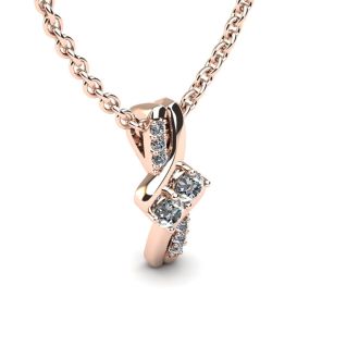 1/4 Carat Two Stone Two Diamond Knot Necklace In 14K Rose Gold