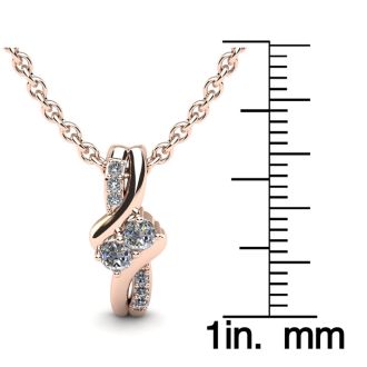 1/4 Carat Two Stone Two Diamond Knot Necklace In 14K Rose Gold