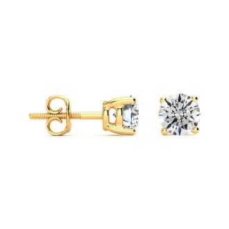 1 1/2 Carat Round Diamond Stud Earrings In 14 Karat Yellow Gold