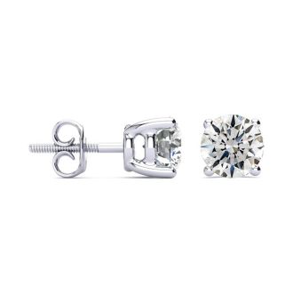 1 3/4 Carat Round Diamond Stud Earrings In 14 Karat White Gold