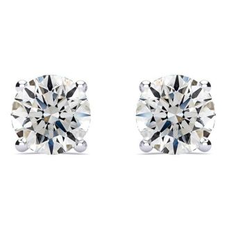 1 3/4 Carat Round Diamond Stud Earrings In 14 Karat White Gold