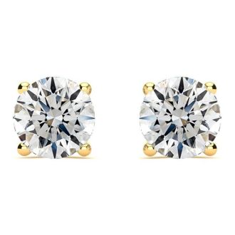 1 3/4 Carat Round Diamond Stud Earrings In 14 Karat Yellow Gold