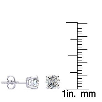 1 3/4 Carat Round Diamond Stud Earrings In Platinum