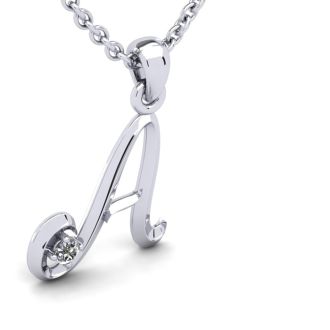 Letter A Diamond Initial Necklace In White Gold With Free Chain