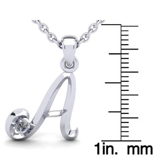 Letter A Diamond Initial Necklace In White Gold With Free Chain