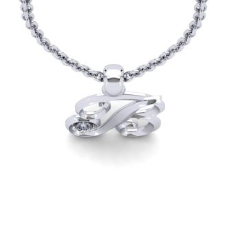 Letter B Diamond Initial Necklace In White Gold With Free Chain