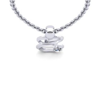 Letter E Diamond Initial Necklace In Sterling Silver With Free Chain