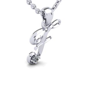 Letter F Diamond Initial Necklace In White Gold With Free Chain