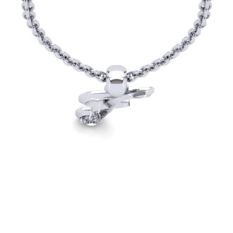 Letter F Diamond Initial Necklace In White Gold With Free Chain