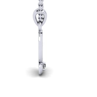 Letter G Diamond Initial Necklace In Sterling Silver With Free Chain