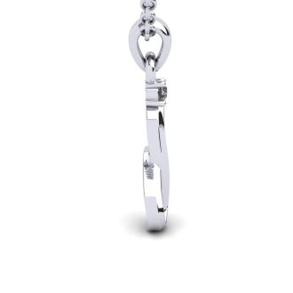 Letter I Diamond Initial Necklace In Sterling Silver With Free Chain