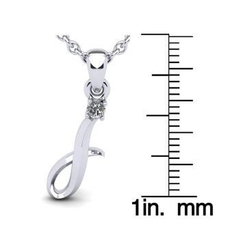 Letter I Diamond Initial Necklace In Sterling Silver With Free Chain