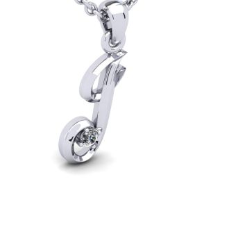 Letter J Diamond Initial Necklace In White Gold With Free Chain