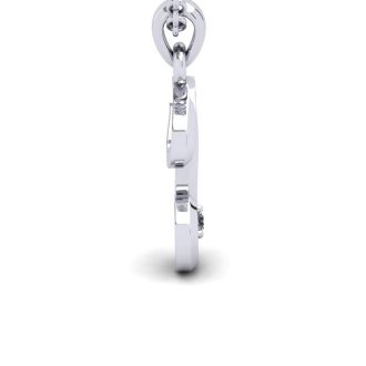 Letter J Diamond Initial Necklace In Sterling Silver With Free Chain