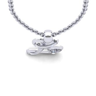 Letter L Diamond Initial Necklace In White Gold With Free Chain