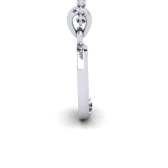 Letter O Diamond Initial Necklace In Sterling Silver With Free Chain