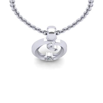 Letter O Diamond Initial Necklace In White Gold With Free Chain