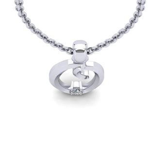 Letter O Diamond Initial Necklace In Sterling Silver With Free Chain