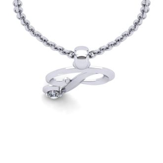 Letter P Diamond Initial Necklace In White Gold With Free Chain