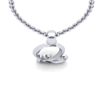 Letter Q Diamond Initial Necklace In White Gold With Free Chain