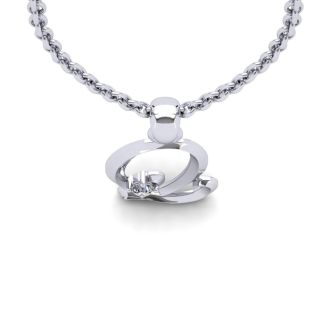 Letter Q Diamond Initial Necklace In Sterling Silver With Free Chain