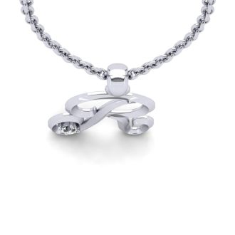 Letter R Diamond Initial Necklace In White Gold With Free Chain