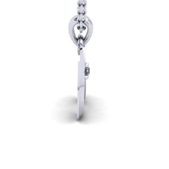 Letter U Diamond Initial Necklace In White Gold With Free Chain