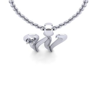 Letter W Diamond Initial Necklace In White Gold With Free Chain