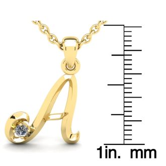 Letter A Diamond Initial Necklace In Yellow Gold With Free Chain