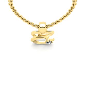 Letter E Diamond Initial Necklace In Yellow Gold With Free Chain