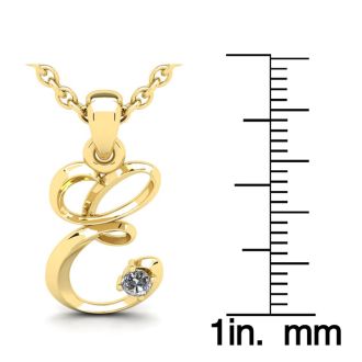Letter E Diamond Initial Necklace In Yellow Gold With Free Chain