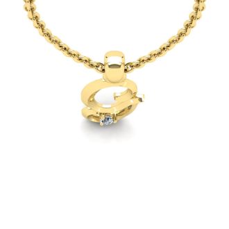 Letter G Diamond Initial Necklace In Yellow Gold With Free Chain