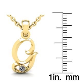 Letter G Diamond Initial Necklace In Yellow Gold With Free Chain