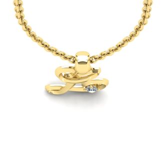 Letter L Diamond Initial Necklace In Yellow Gold With Free Chain