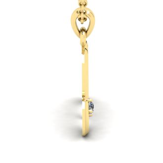 Letter M Diamond Initial Necklace In Yellow Gold With Free Chain