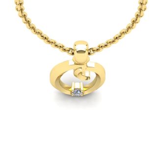 Letter O Diamond Initial Necklace In Yellow Gold With Free Chain
