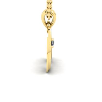 Letter U Diamond Initial Necklace In Yellow Gold With Free Chain