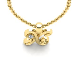 Letter X Diamond Initial Necklace In Yellow Gold With Free Chain