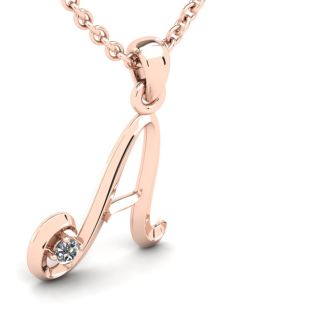 Letter A Diamond Initial Necklace In Rose Gold With Free Chain