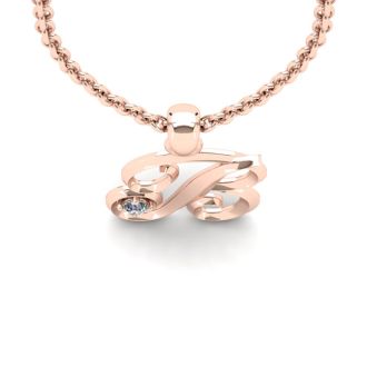 Letter B Diamond Initial Necklace In Rose Gold With Free Chain