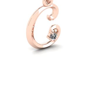 Letter C Diamond Initial Necklace In Rose Gold With Free Chain
